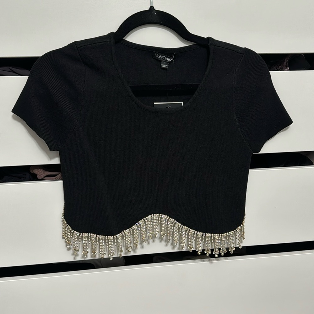 FASHION NOVA RHINESTONE CROP TOP